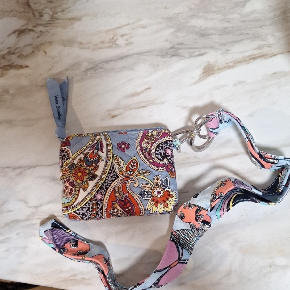 Vera Bradley Paisley Wallet & Crossbody Strap | Blue & Orange